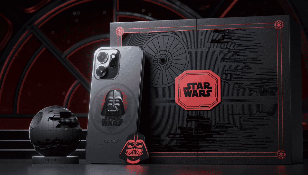 Oppo Reno 14F 5G Star Wars Edition मिड-नवंबर में लॉन्च हो रहा है। यह खास लिमिटेड एडिशन फोन Darth Vader थीम, 6000mAh बैटरी, 45W फास्ट चार्जिंग और यूनिक कलेक्टर बॉक्स के साथ आएगा।
