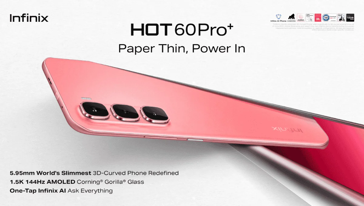 Infinix Hot 60 Pro+ बना दुनिया का सबसे पतला 3D कर्व्ड डिस्प्ले फोन, गिनीज वर्ल्ड रिकॉर्ड दर्ज